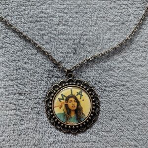 Vintage Style M.I.A. Pendant Necklace - Antique Black and Gold Detailing